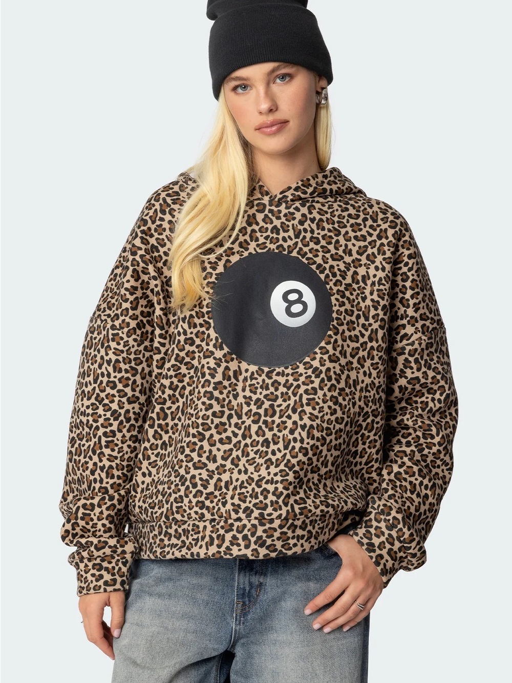 Edikted Leopard Print Pullover with Pink Logo Tag
